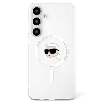 KARL LAGERFELD puzdro Button Karl Head Printed Logo MagSafe pre Samsung Galaxy S25, biela