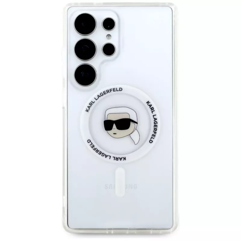 KARL LAGERFELD puzdro Button Karl Head Printed Logo MagSafe pre Samsung Galaxy S25 Ultra biela
