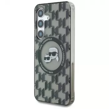 Karl Lagerfeld puzdro Button Karl & Choupette Heads On KL Pattern MagSafe pre Samsung Galaxy S25 čierna