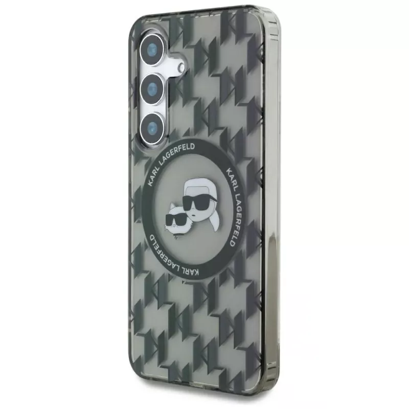 Karl Lagerfeld puzdro Button Karl & Choupette Heads On KL Pattern MagSafe pre Samsung Galaxy S25 čierna