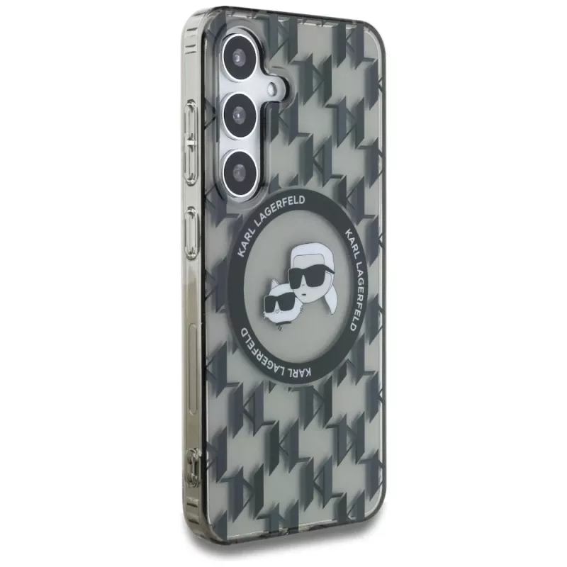 Karl Lagerfeld puzdro Button Karl & Choupette Heads On KL Pattern MagSafe pre Samsung Galaxy S25 čierna