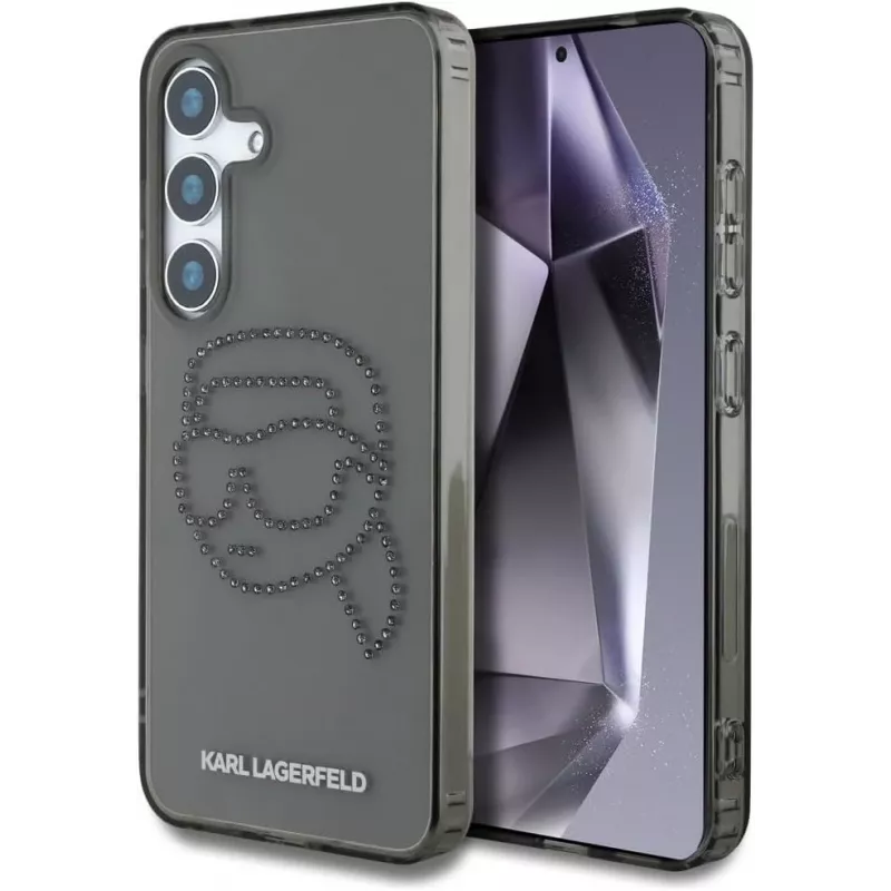 Karl Lagerfeld puzdro Rhinestones Karl Head Logo pre Samsung Galaxy S25 (čierna)