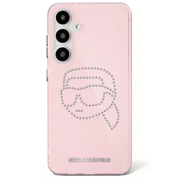 Karl Lagerfeld Rhinestones Karl Head Logo puzdro pre Samsung Galaxy S25 (ružová)