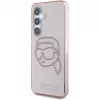 Karl Lagerfeld Rhinestones Karl Head Logo puzdro pre Samsung Galaxy S25 (ružová)