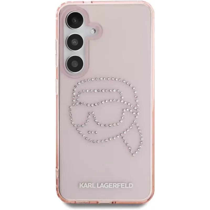 Karl Lagerfeld Rhinestones Karl Head Logo puzdro pre Samsung Galaxy S25 (ružová)