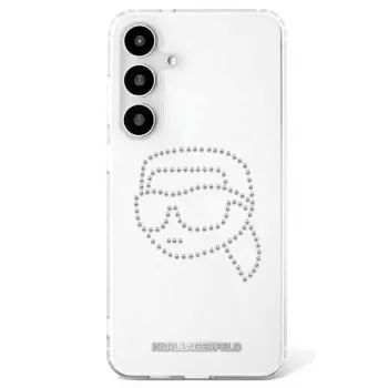 Karl Lagerfeld Rhinestones Karl Head Logo puzdro pre Samsung Galaxy S25 (transparentné)