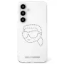 Karl Lagerfeld Rhinestones Karl Head Logo puzdro pre Samsung Galaxy S25 (transparentné)