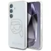 Karl Lagerfeld Rhinestones Karl Head Logo puzdro pre Samsung Galaxy S25 (transparentné)