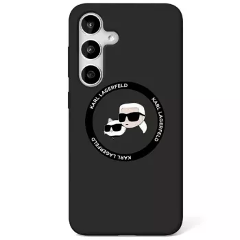 Karl Lagerfeld Silicone DoubleHeads And Circle MagSafe puzdro pre Samsung Galaxy S25, čierna