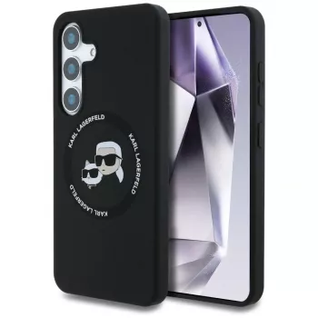 Karl Lagerfeld Silicone DoubleHeads And Circle MagSafe puzdro pre Samsung Galaxy S25, čierna