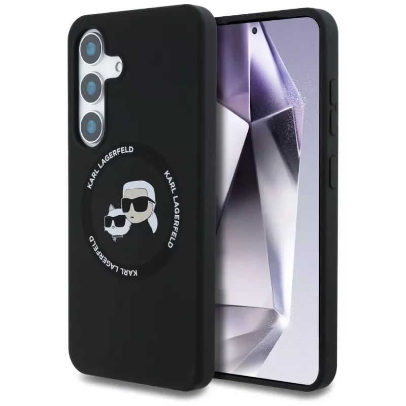 Karl Lagerfeld Silicone DoubleHeads And Circle MagSafe puzdro pre Samsung Galaxy S25, čierna