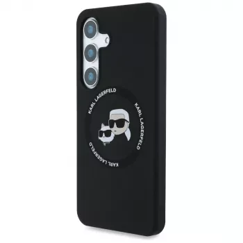 KARL LAGERFELD Silicone DoubleHeads & Circle MagSafe puzdro pre Samsung Galaxy S25+ - čierna