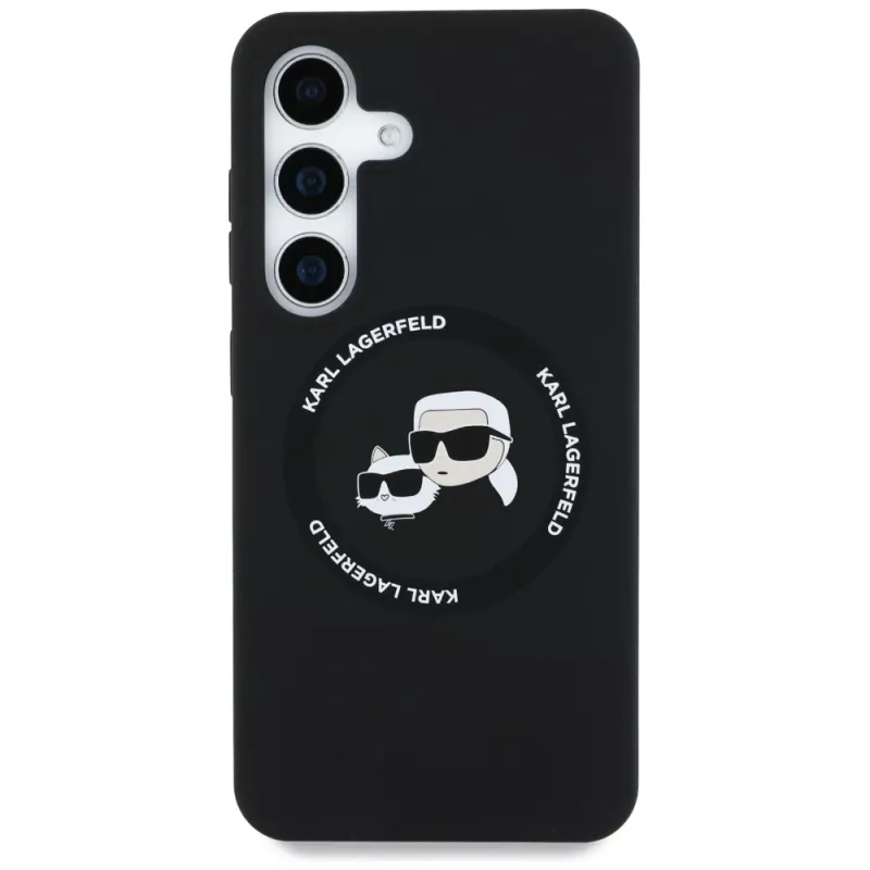 KARL LAGERFELD Silicone DoubleHeads & Circle MagSafe puzdro pre Samsung Galaxy S25+ - čierna