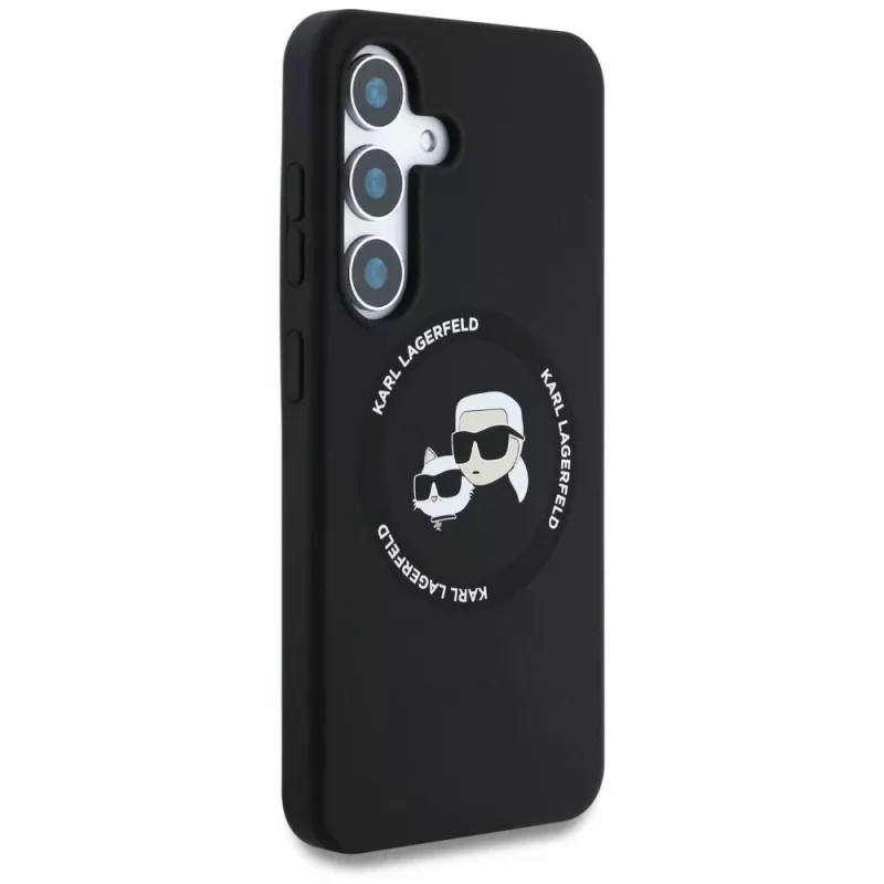 KARL LAGERFELD Silicone DoubleHeads & Circle MagSafe puzdro pre Samsung Galaxy S25+ - čierna