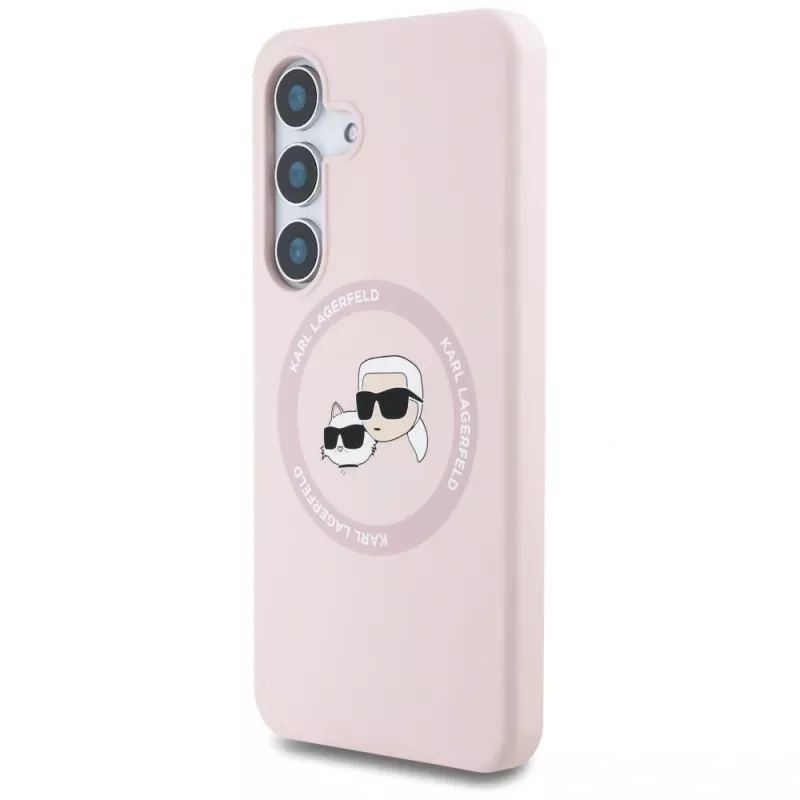Karl Lagerfeld Silicone DoubleHeads And Circle MagSafe puzdro pre Samsung Galaxy S25+ ružová