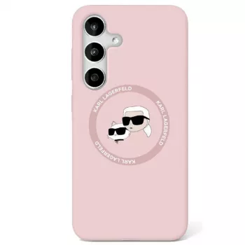 Karl Lagerfeld Silicone DoubleHeads & Circle MagSafe puzdro pre Samsung Galaxy S25 Ultra, ružová
