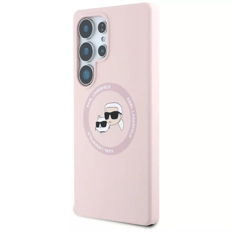 Karl Lagerfeld Silicone DoubleHeads & Circle MagSafe puzdro pre Samsung Galaxy S25 Ultra, ružová