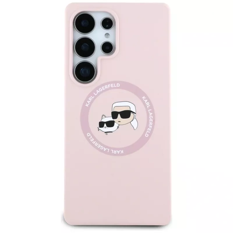 Karl Lagerfeld Silicone DoubleHeads & Circle MagSafe puzdro pre Samsung Galaxy S25 Ultra, ružová