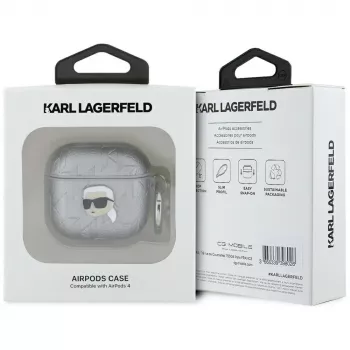 Karl Lagerfeld Monogram Karl Head puzdro pre AirPods 4 (strieborná)