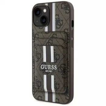 Guess 4G Stripes Wallet puzdro s Magsafe pre iPhone 15 hnedá