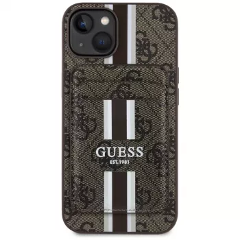 Guess 4G Stripes Wallet puzdro s Magsafe pre iPhone 15 hnedá