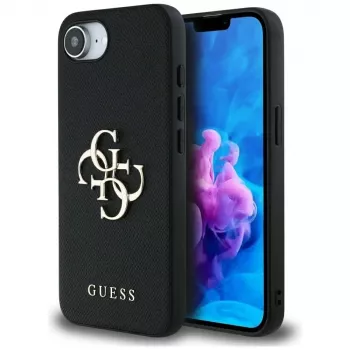 Guess Grained Big 4G Logo Small Classic Logo puzdro na telefón pre iPhone 16e (čierna)