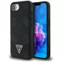 Guess Grained Hot Stamp Peony Triangle Logo MagSafe puzdro pre iPhone 16e (čierna)