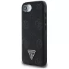 Guess Grained Hot Stamp Peony Triangle Logo MagSafe puzdro pre iPhone 16e (čierna)