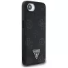 Guess Grained Hot Stamp Peony Triangle Logo MagSafe puzdro pre iPhone 16e (čierna)