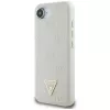 Guess Grained Hot Stamp Peony Triangle Logo MagSafe puzdro pre iPhone 16e (béžová)