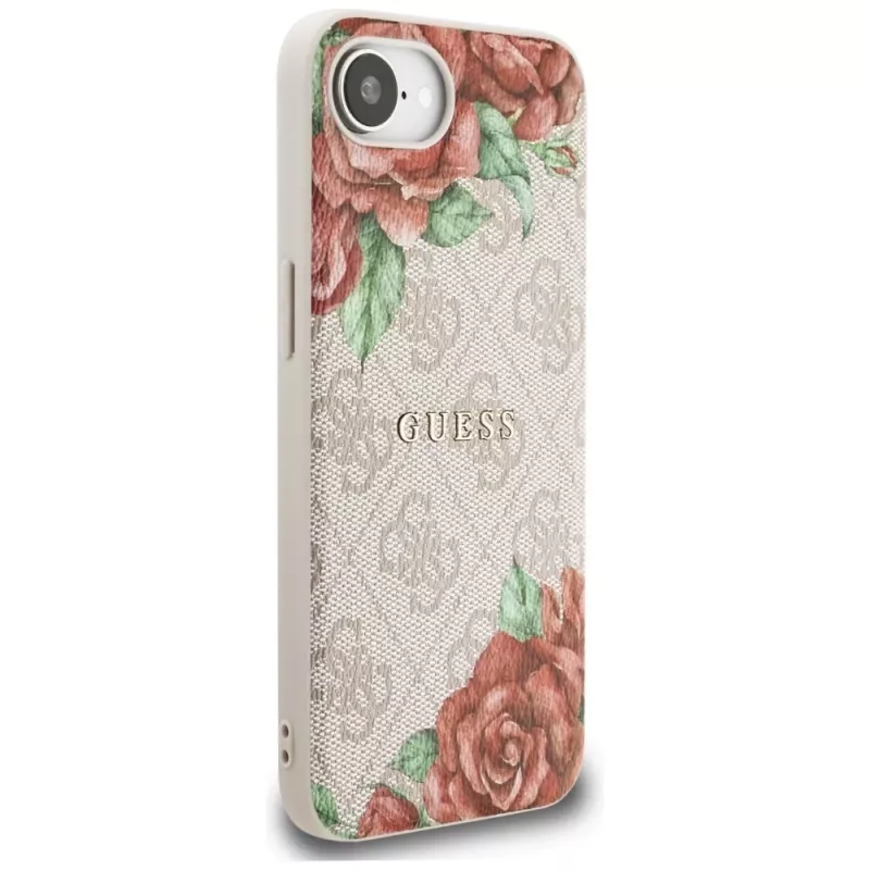Guess 4G Flowers Print MagSafe puzdro pre iPhone 16e / 17e ružová
