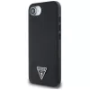 Guess Grained Triangle MagSafe puzdro pre iPhone 16e (čierna)