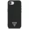 Guess Grained Triangle MagSafe puzdro pre iPhone 16e (čierna)