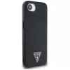 Guess Grained Triangle MagSafe puzdro pre iPhone 16e (čierna)