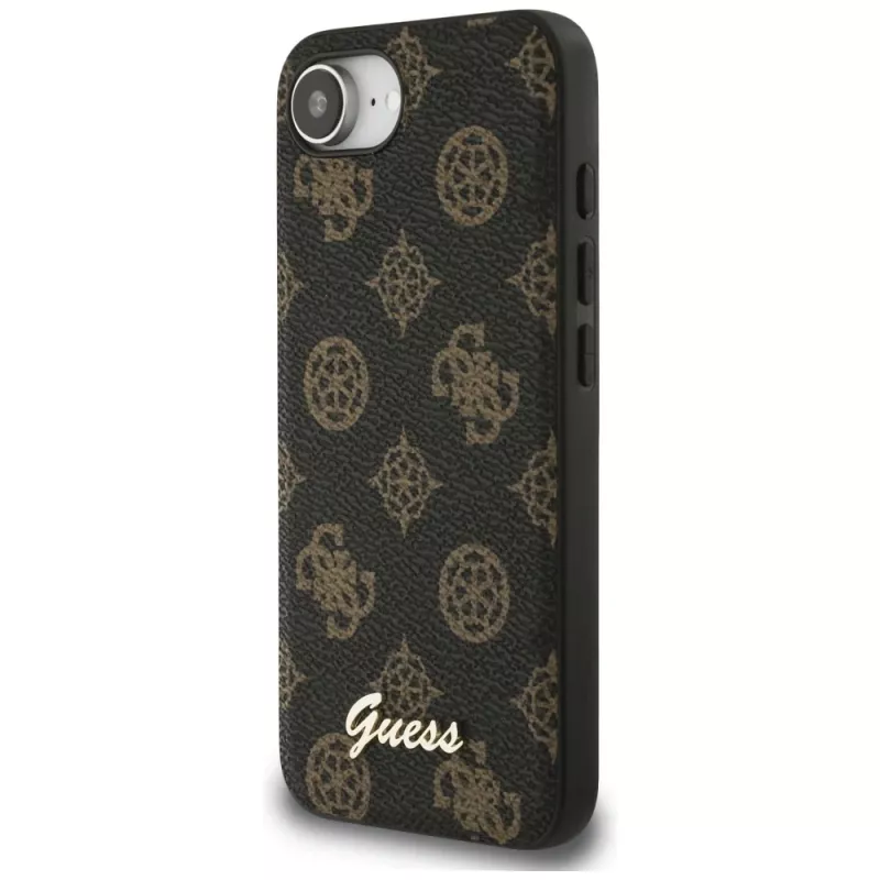Guess Peony Script Logo MagSafe puzdro pre Apple iPhone 16e / 17e, čierna