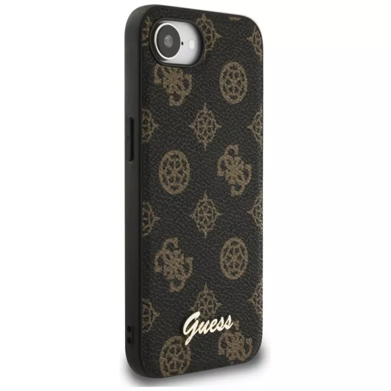 Guess Peony Script Logo MagSafe puzdro pre Apple iPhone 16e / 17e, čierna