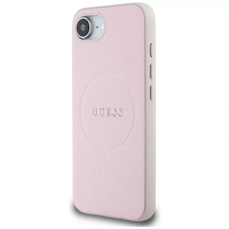 Guess Grained Ring MagSafe puzdro pre Apple iPhone 16e (ružová)