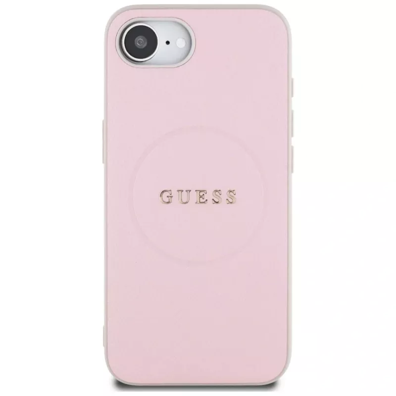 Guess Grained Ring MagSafe puzdro pre Apple iPhone 16e (ružová)