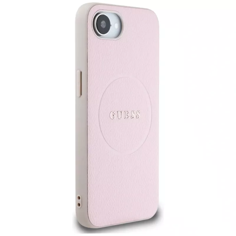 Guess Grained Ring MagSafe puzdro pre Apple iPhone 16e (ružová)