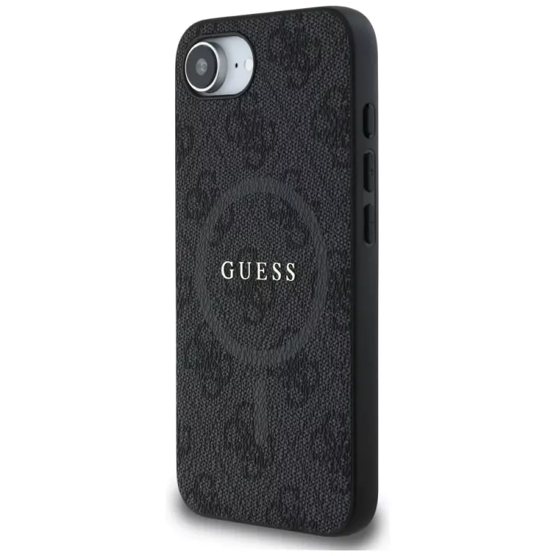 Guess 4G Ring Classic Logo MagSafe puzdro pre iPhone 16e (čierna)