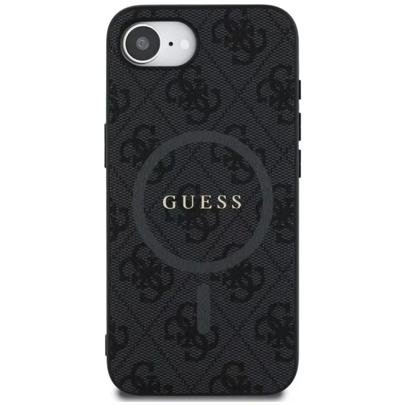Guess 4G Ring Classic Logo MagSafe puzdro pre iPhone 16e (čierna)