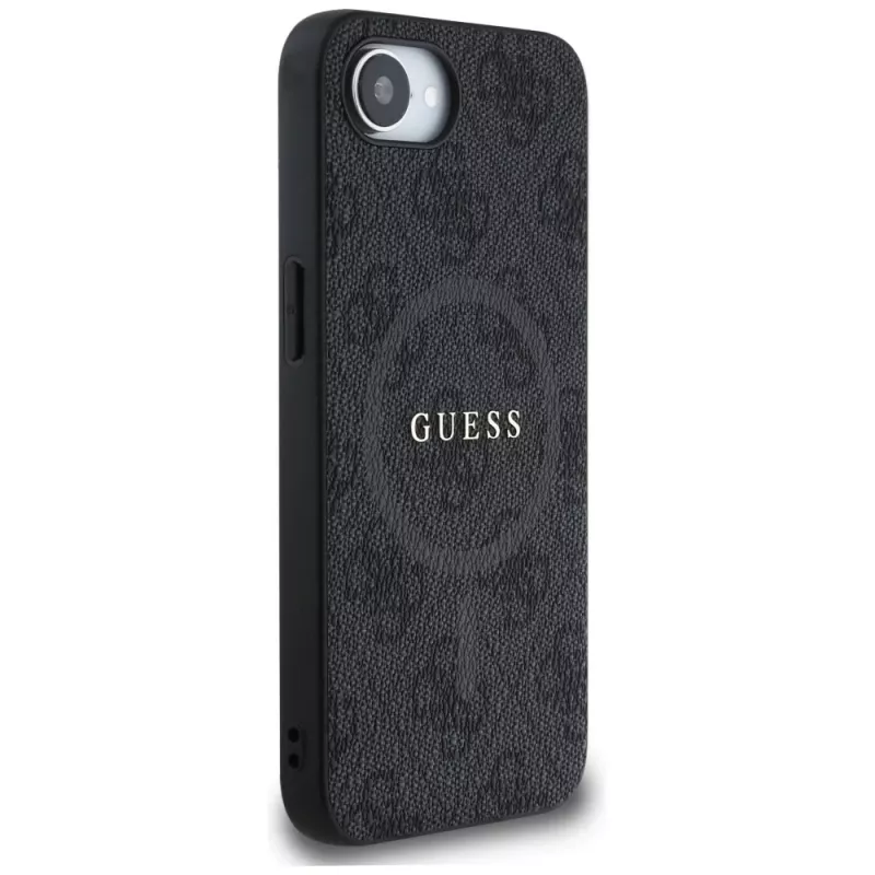 Guess 4G Ring Classic Logo MagSafe puzdro pre iPhone 16e (čierna)