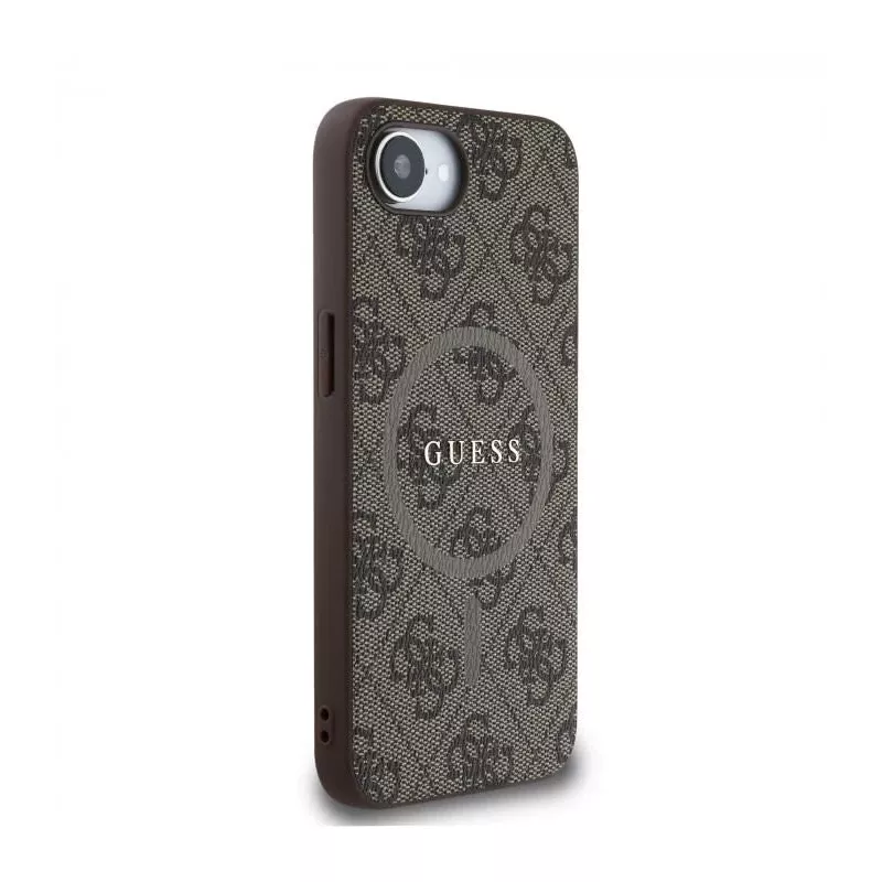Guess 4G Ring Classic Logo MagSafe puzdro pre Apple iPhone 16e (hnedá)