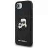 Karl Lagerfeld Fixed Glitter Karl & Choupette Heads Metal Pin puzdro pre Apple iPhone 16e (čierna)