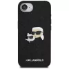 Karl Lagerfeld Fixed Glitter Karl & Choupette Heads Metal Pin puzdro pre Apple iPhone 16e (čierna)