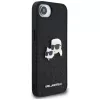 Karl Lagerfeld Fixed Glitter Karl & Choupette Heads Metal Pin puzdro pre Apple iPhone 16e (čierna)