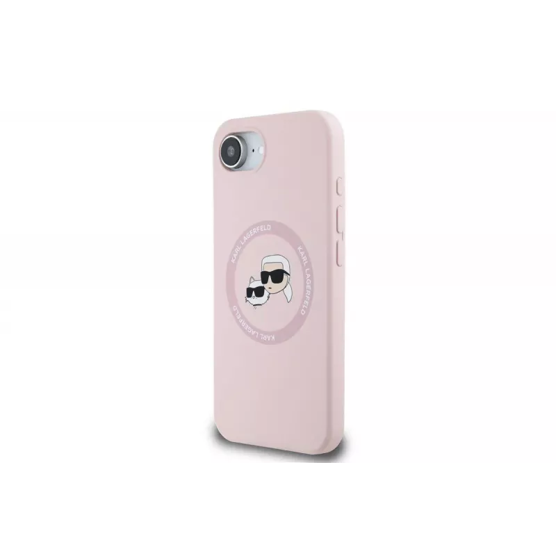 Karl Lagerfeld Silicone Karl & Choupette Heads MagSafe puzdro pre iPhone 16e / 17e ružová