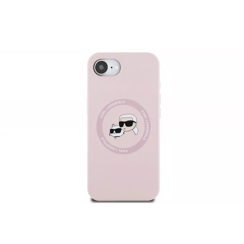 Karl Lagerfeld Silicone Karl & Choupette Heads MagSafe puzdro pre iPhone 16e / 17e ružová