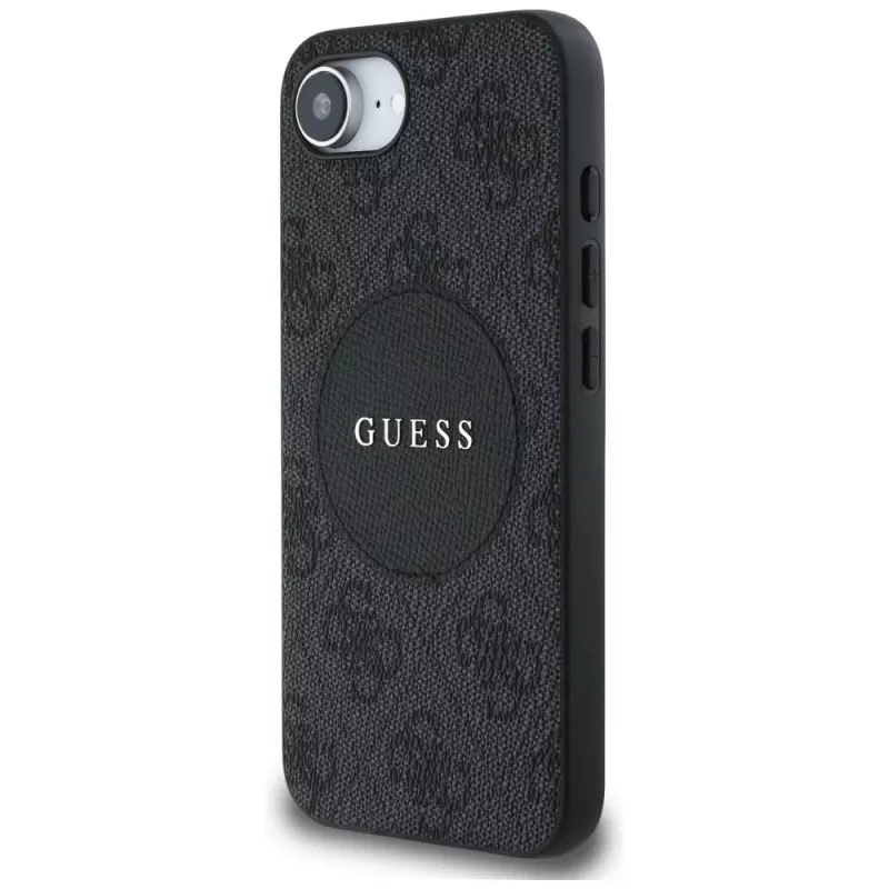 Guess 4G Circle Classic Logo MagSafe puzdro pre iPhone 16e - čierna