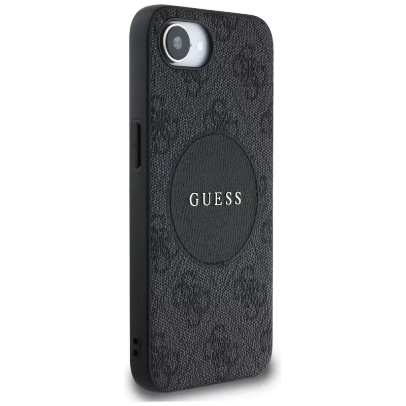 Guess 4G Circle Classic Logo MagSafe puzdro pre iPhone 16e - čierna